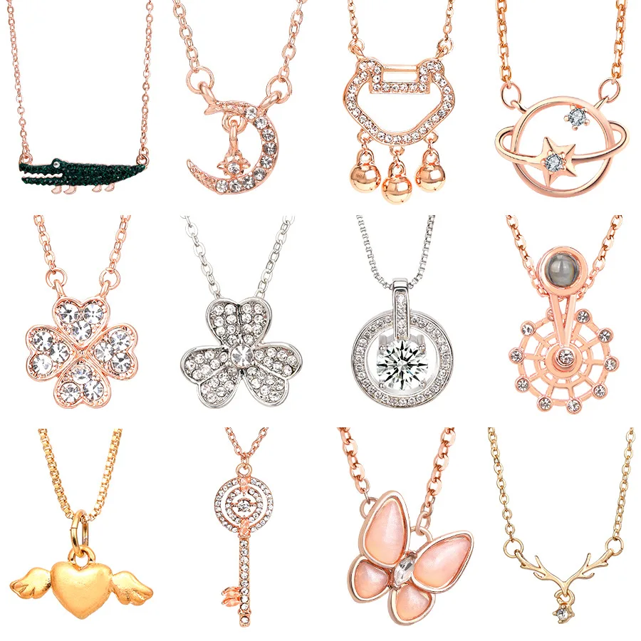 

WANGAIYAO new personality fashion zircon ladies clavicle chain cute temperament small animal pendant necklace girls' day anniver
