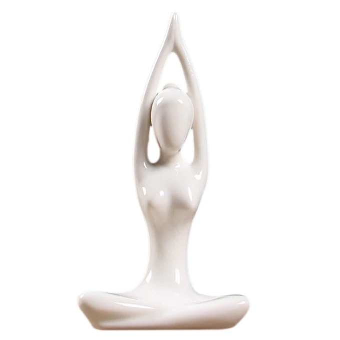 Абстрактное искусство керамическая Йога поза Статуэтка фарфоровая Леди Фигурка