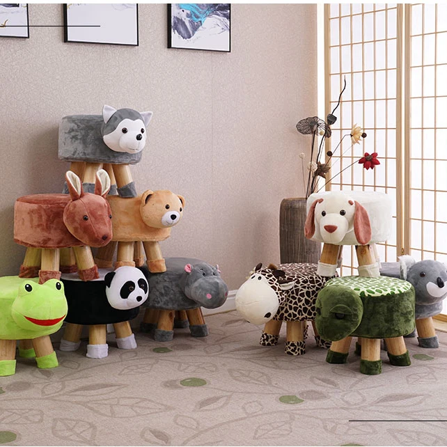 Стул из массива дерева домашний стул с животными креативная скамейка для обуви