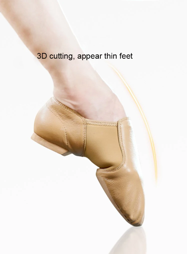 Натуральная кожа Эластичная обувь без шнуровки Обувь для джазовых танцев женщин