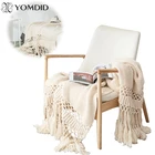 Одеяло s для кровати, одеяло для дивана ручной вязки, реквизит для фотографий, утяжеленное одеяло с кисточками, дышащее одеяло, вязаное одеяло на массивной основе