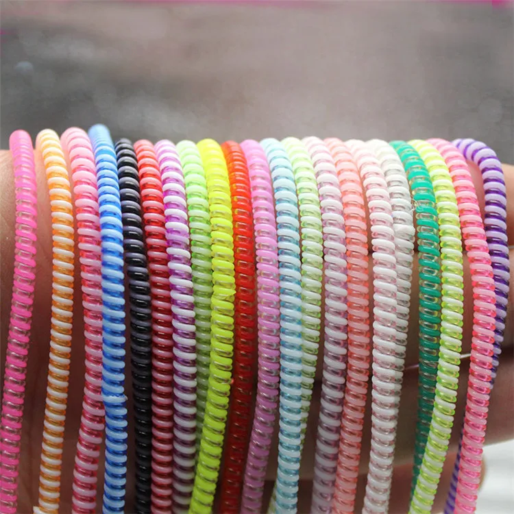 60cm Colors Data Cable Protective Sleeve Spring twine For Iphone Android USB Charging earphone Case Cover random color | Электроника
