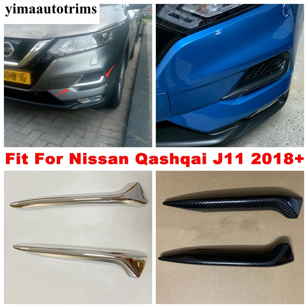 

ABS Chrome / Carbon Fiber Front Rear Bumper Fog Lights Lamps Eyelid Eyebrow StripCover Trim For Nissan Qashqai J11 2018 - 2020