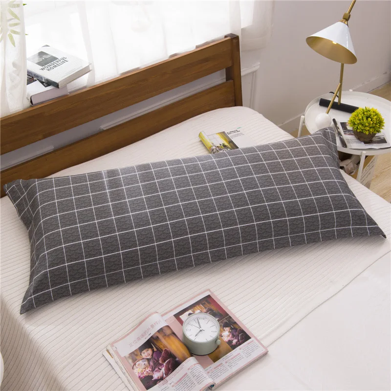 

Bedding Double Long Pillowcase, Plaid Print Long Pillow Case 45x120cm, 45x150cm, 45x180cm XF883-30