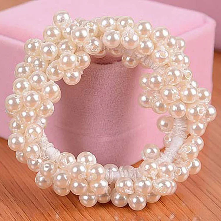 Fashion Creative New Pearl Girl Elasticity Hair Rope For Women Flower Rubber Korean Pop Headband Accessories Wholesale | Украшения и