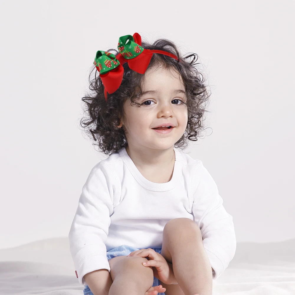 

Girls Headbands Ribbon Vintage Cute Red Green Bows Kids Hair Band Headdress Hair Decoration Beautiful Hairband 2020 New Fashion