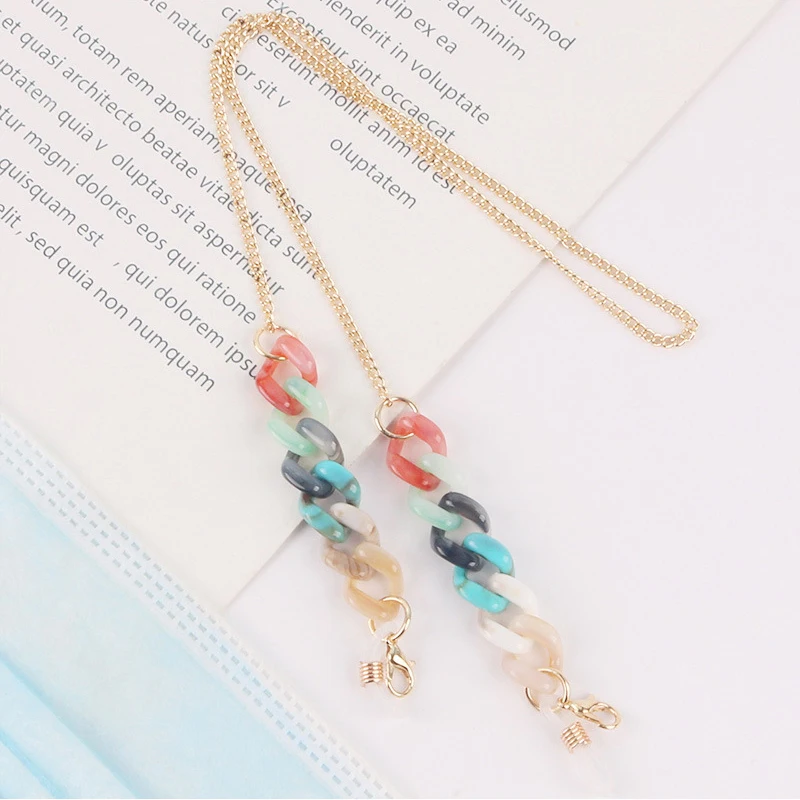 

New Candy Color Resin Acrylic Link Chain Cute Pendant Mask Chain for Women Girls Kids Spectacles Holder
