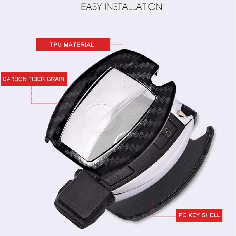 Чехол для ключей из поликарбоната и ТПУ чехол углеродного волокна Benz Mercedes A B R G Class