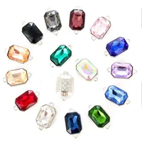 10pcs crystal rhinestone rectangle connectors charms for jewelry making earrings charm pendant necklace bracelet diy accessories