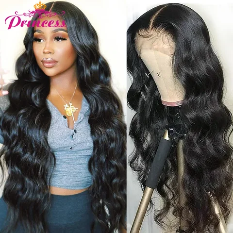 Princess HD Transparent Body Wave Lace Frontal Human Hair Wigs Pre Plucked Brazilian Body Wave Lace Front Wig For Black Women