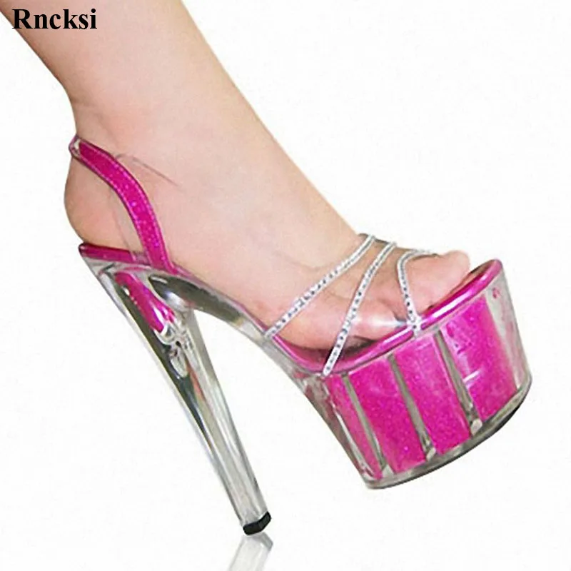 

Rncksi New women's shoes pole dancing shoes 15cm high heels sandals crystal shoes clear Sparkling Glitter wedding shoes