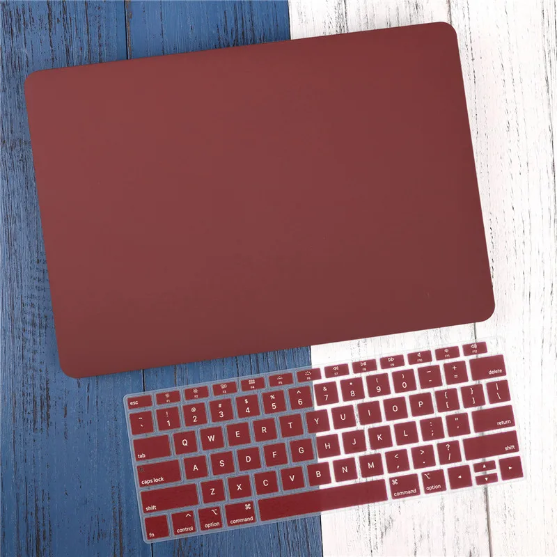 Matte wine red Кристальный жесткий чехол для Macbook Air 13 retina Pro 13 15 16 A2141 A2159 жесткий чехол с бесплатной клавиатурой A1466 A1990 A1932 - Цвет: Matte wine red