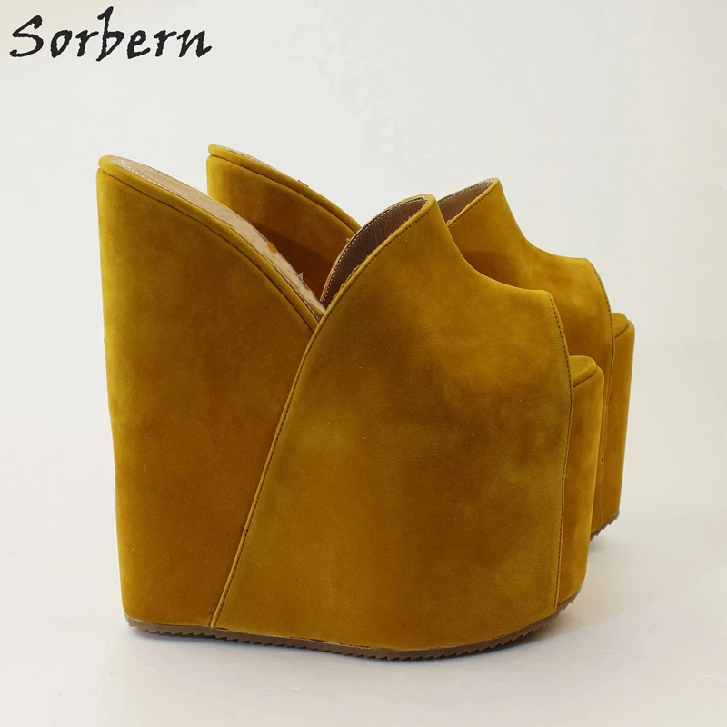 Sorbern/коричневые туфли на танкетке 20 см лодочки платформе с толстым каблуком