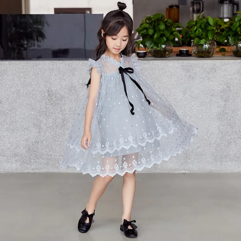 

Baby Girls Dress 2021 Girls Summer Dresses Floral Gauze Bow Kids Dress For Girl 3-14Y Children Clothing Evening Party Dress