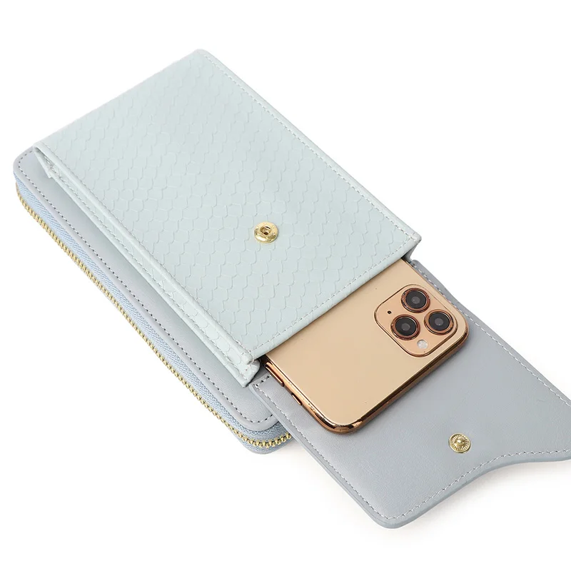 Clamshell Lrge Capacity Shouldear Bag Ladies Phone Pocket Pu Leather Cellphone Wallet For Women Long Card Holder Clutch Purse