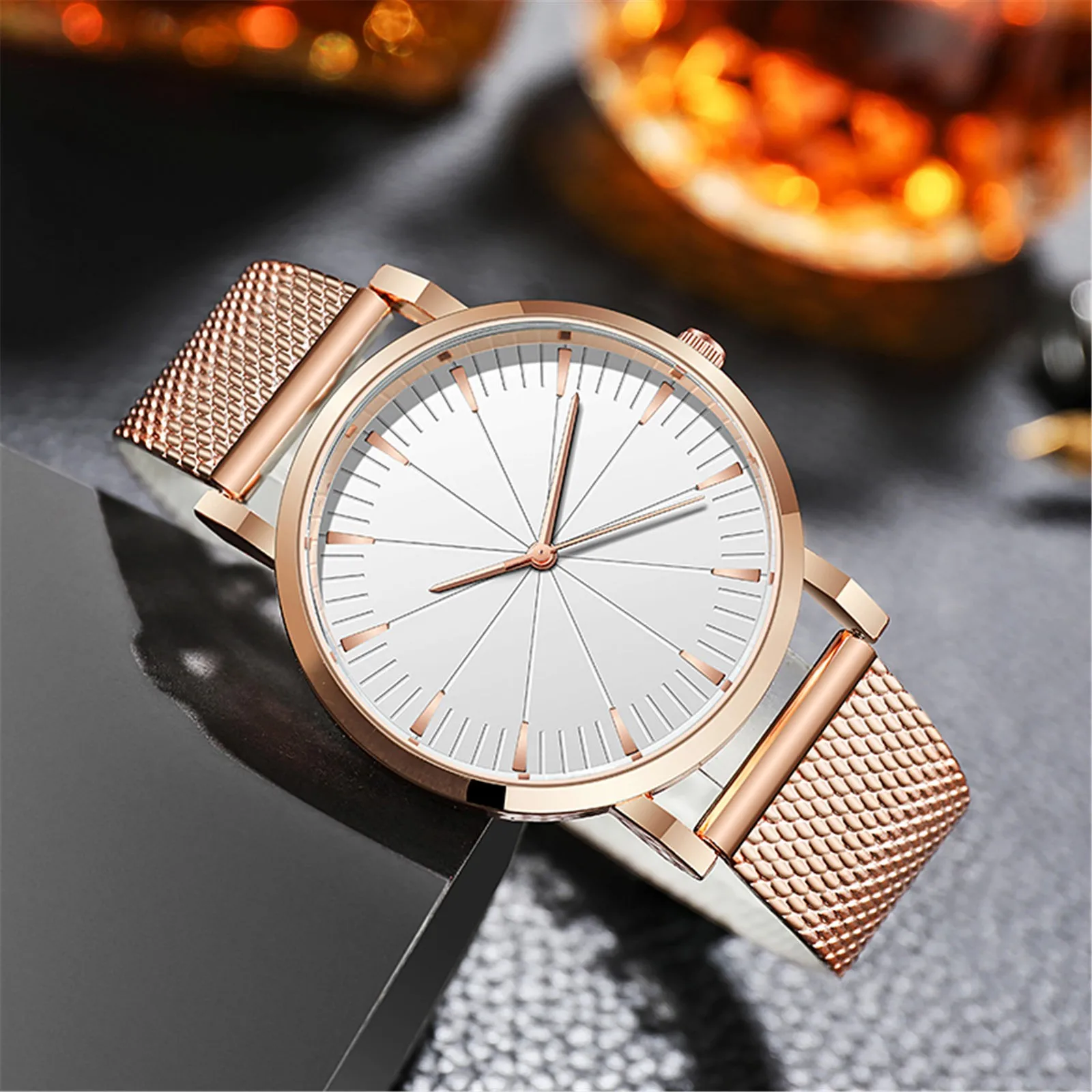 

Casual Business Watch Men Mesh Strap Quartz Watch Glass Silicone Gentleman Analog Watch Luxury Gift