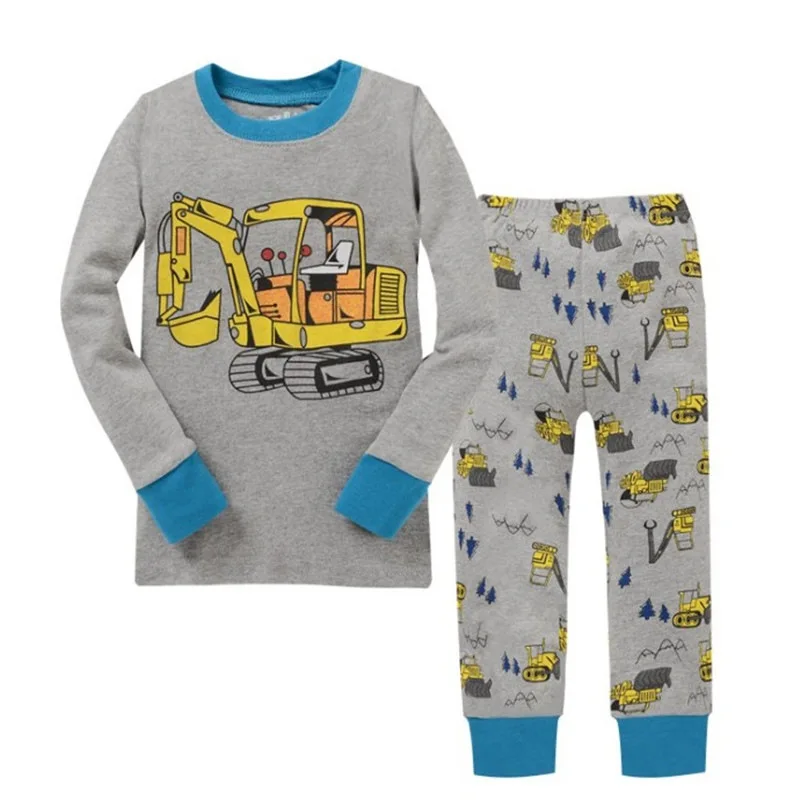 

SAILEROAD Children Pajamas Excavator Pyjamas Set Kids Pijama Infantil Boys Nightwear Cotton Girls Long Sleeve Sleepwear Suit
