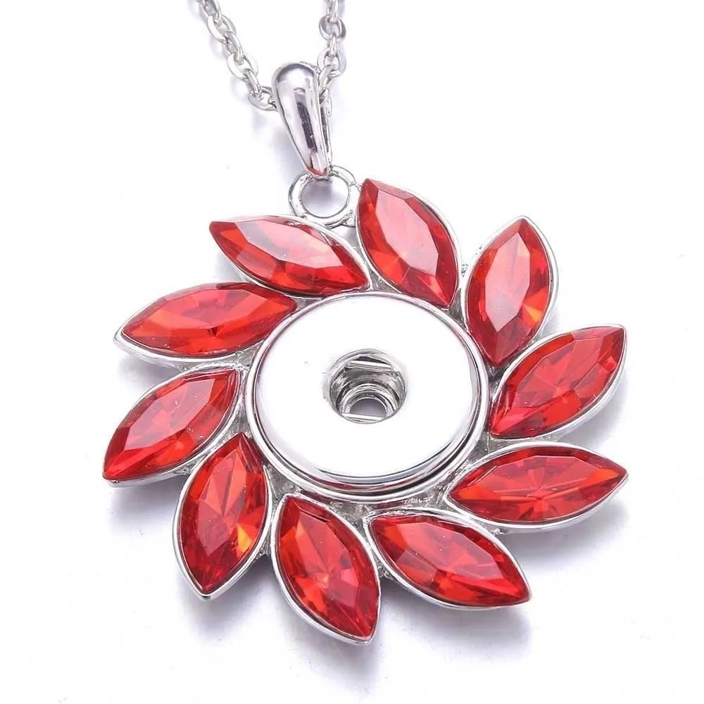 New Snap Button Necklace with Chains Vintage Metal Red Rhinestones Pendant fit 18mm 20mm Jewelry For Women | Украшения и