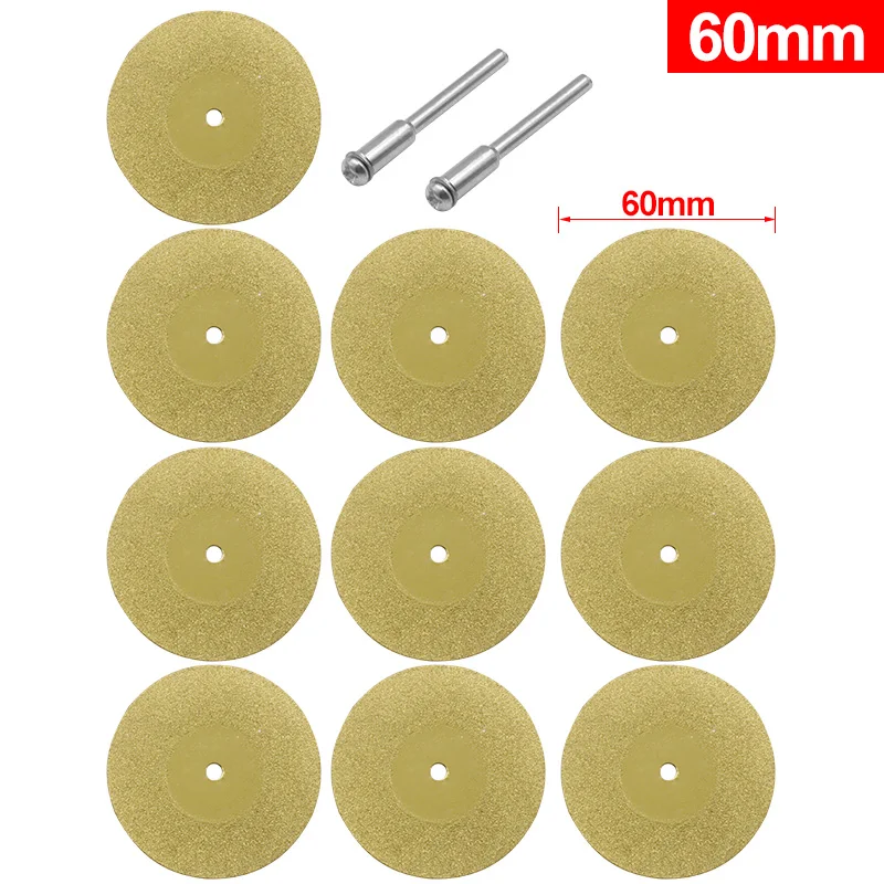 60mm 12pcs 12 шт. 1 Набор 16-60 мм Алмазная Пила дисковая режущий диск роторный инструмент титановое покрытие Алмазная режущий диск - Цвет: 60mm 12pcs