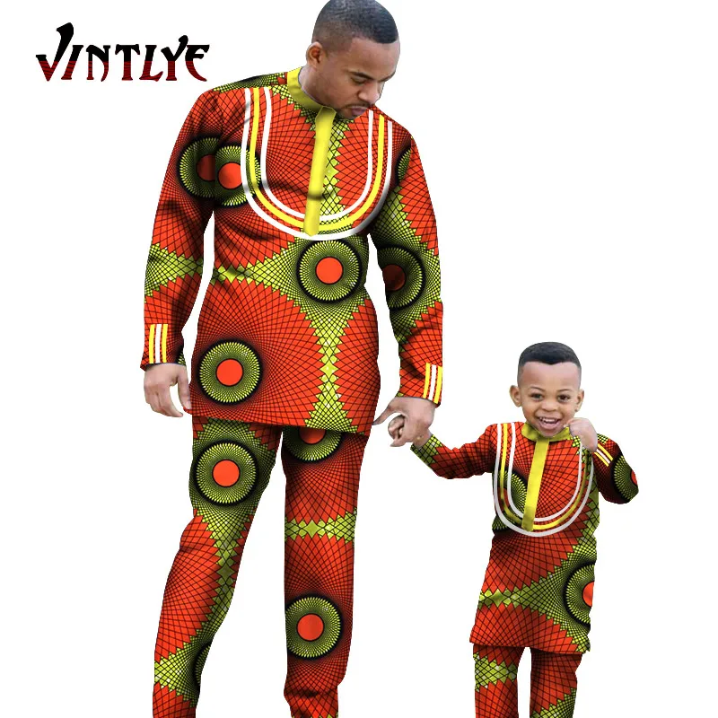 Африканская одежда для родителей и детей нигерийская костюм Дашики отца модная