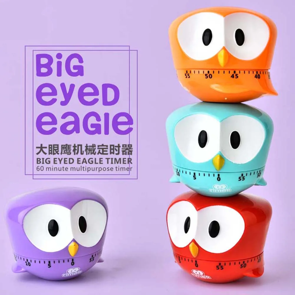 

Cartoon Big Eyed Eagle Machinery Timer 60 Minutes Mechanical Kitchen Cooking Timers Clock Loud Alarm Counters Manual Timer