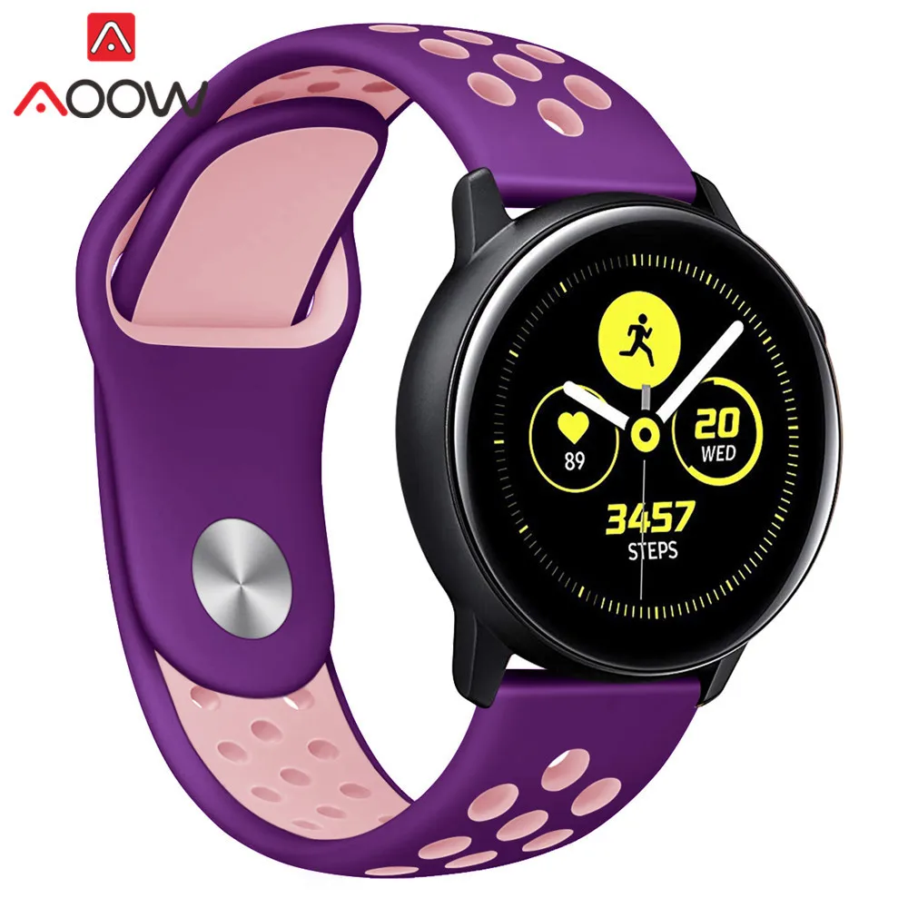 20 мм силиконовый ремешок для часов samsung Galaxy Watch Active 42 мм gear S2 Amazfit bip дышащие отверстия резиновый браслет ремешок