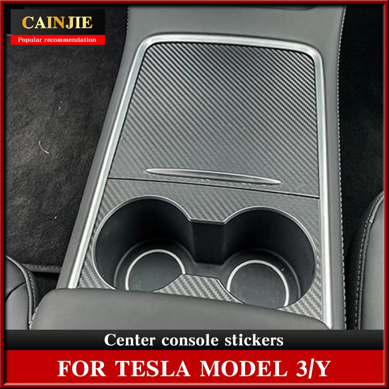 

For Tesla Model3 2021 Accessories Center Console Sticker Model Y Carbon Fiber Pattern PVC Decorative Stickers Model Three