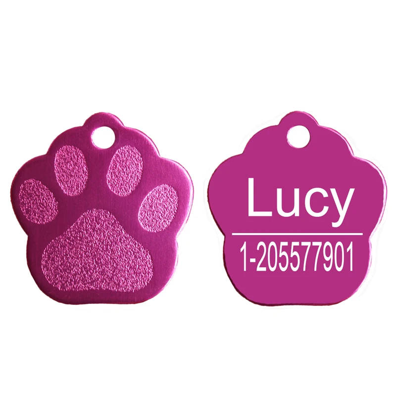 Shimmer Paw Pet Dog ID бирка Персонализированная индивидуальная гравировка ярлыки в форме кота домашних животных имя телефона номер таблички блеск ID бирка для щенка