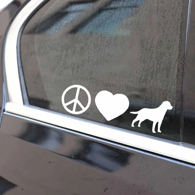

Peace Love Labrador Retriever Car Sticker Car Window Decoration Personality PVC Waterproof Decal Black/White, 18cm*5cm