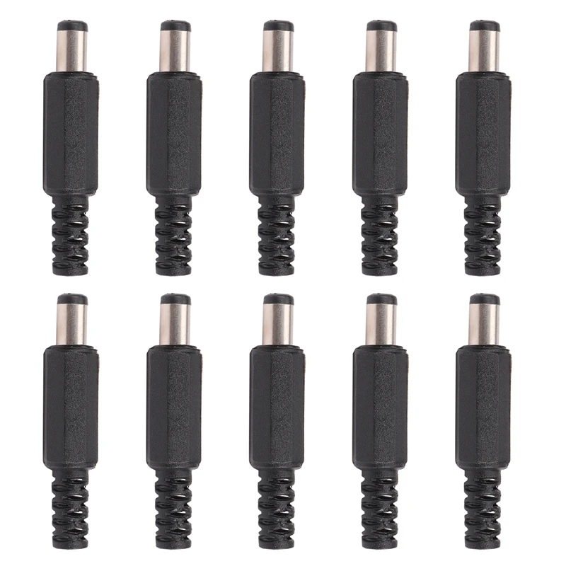 

10pcs 5.5x2.1mm Male Solder Dc Barrel Tip Plug Jack Straight Connectors For DC Power Supply LED Lights Switch Black
