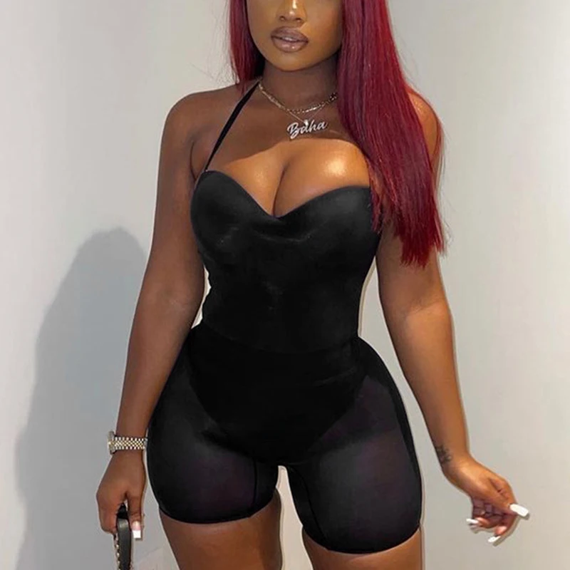 

Women 2 Pcs Set Slip V Neck Crop Top See Through Mesh Mini Shorts 2022 Spring Bodycon Skinny Fashion Y2K Party wear