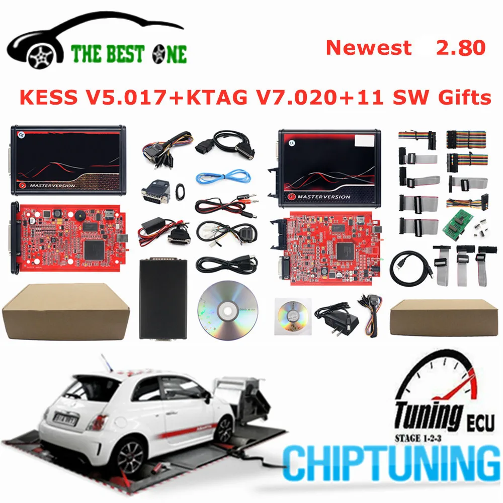 Новейшая модель 2 80 онлайн Kess V5.017 OBD2 менеджер Тюнинг Комплект мастер KTAG V7.020 4