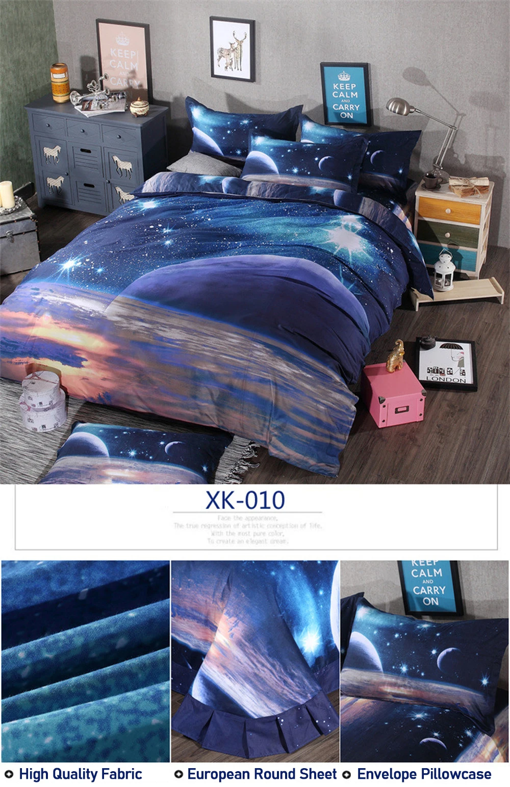 3D Galaxy пододеяльник модные комплекты постельного белья Вселенная космическое пространство тематическое постельное белье плоский лист 2шт/3 шт/4 шт один двойной размер