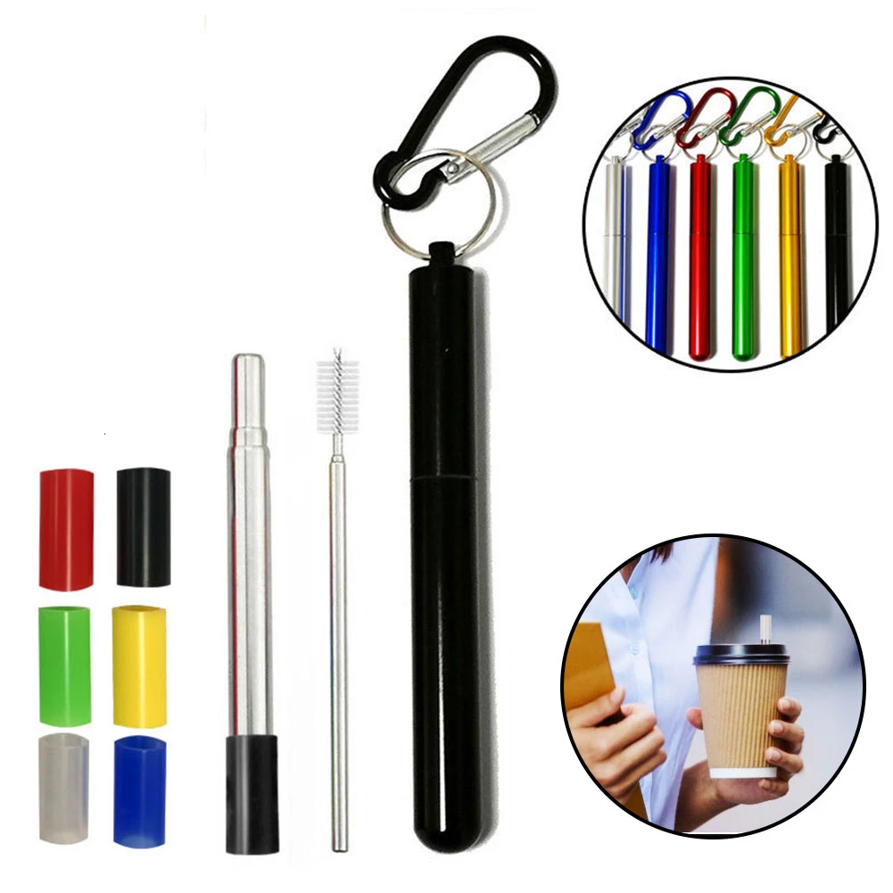 10 Упаковка нержавеющая сталь телескопическая соломинка для питья портативная