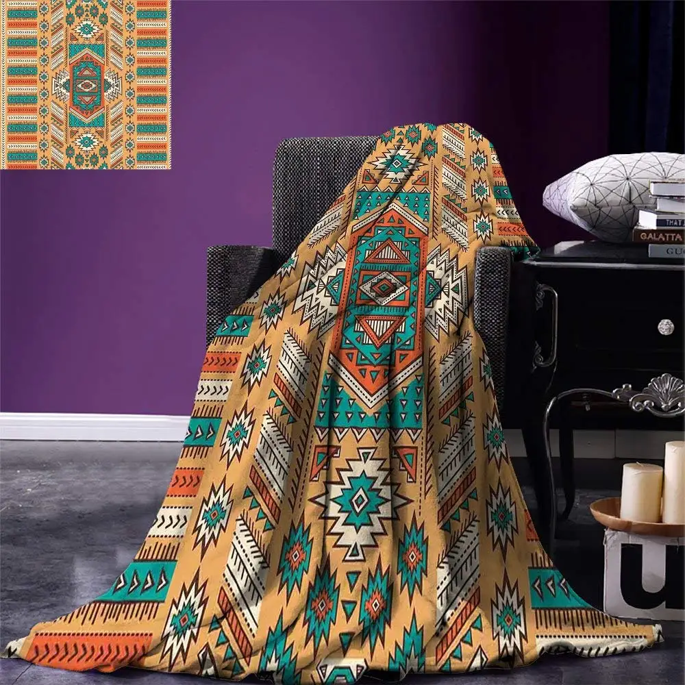 Tribal Throw Blanket Ethnic Aztec Secret Tribe Pattern Bohemian Style Warm Microfiber | Дом и сад