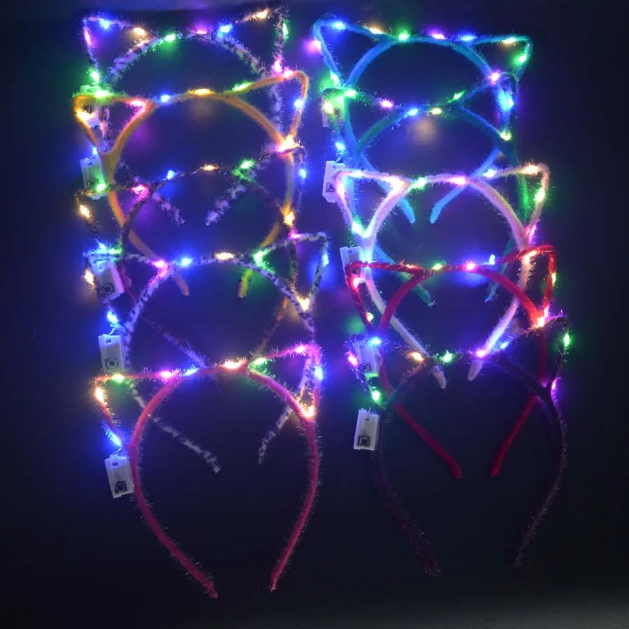 Женский костюм с кошачьими ушками светящаяся повязка на голову со