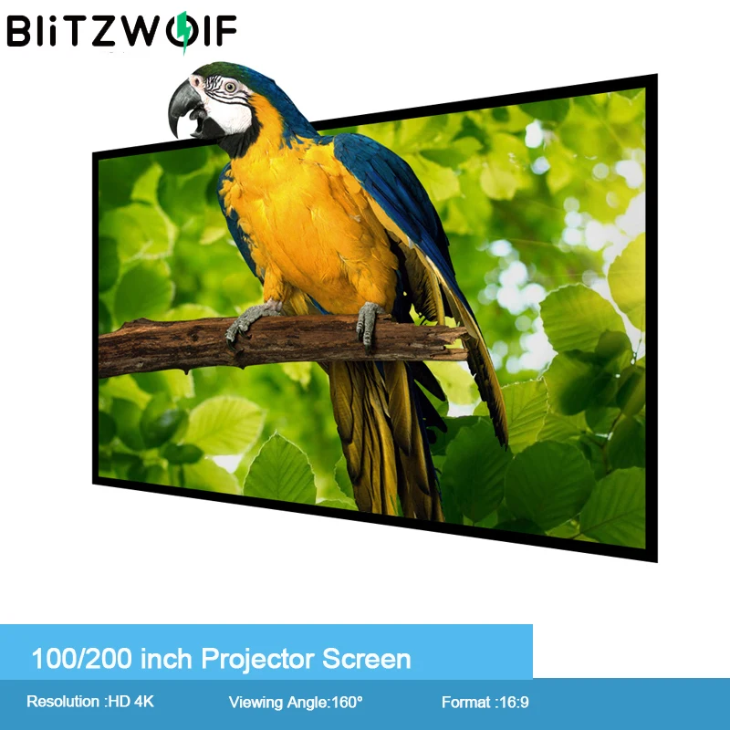 BlitzWolf BW-VS4 100/200 дюймовый проектор экран белый пластик с HD 4K Разрешение 160