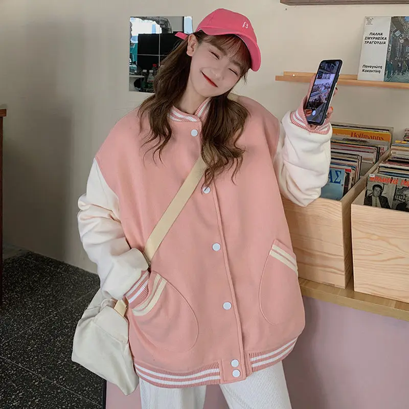 

Autumn Girls American Baseball Suit Jacket Coat Bomber Women Uniform Clothes Female Ladies Streetwear Casual Harajuku Gothic