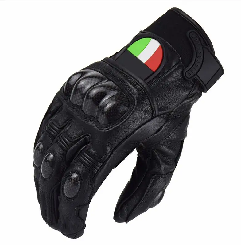 

Free shipping Motorcycl Carbon Fiber Genuine Leather Black Red Gloves Locomotive Bike Glove