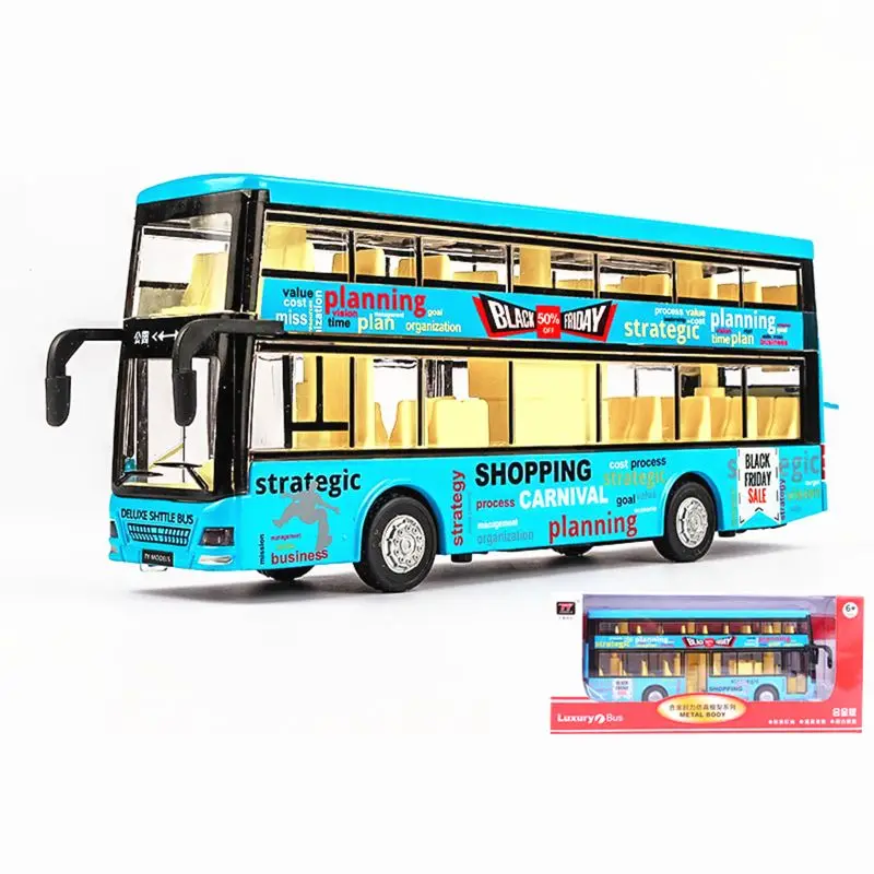 

Simulation Double-deck Alloy Bus Toy Bus Model Light Sound Alloy Car Diecasts XX9E