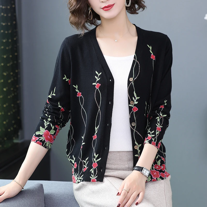 Женский вязаный кардиган YISU Повседневный Кардиган с длинным рукавом и принтом