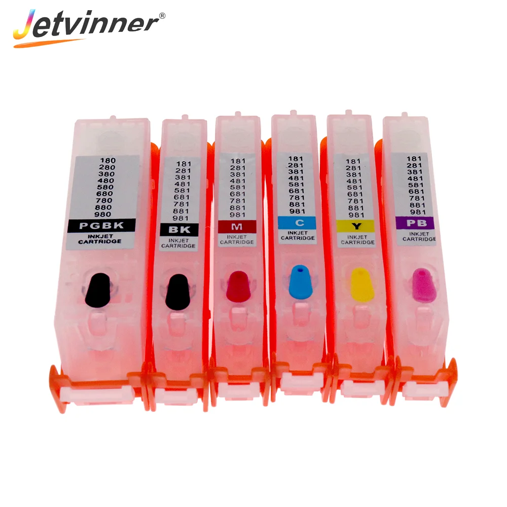 Jetvinner 6-цветный PGI 280 CLI 281 XXL многоразовый картридж для принтера Canon PIXMA TS8120 TS9120 TS8320 с