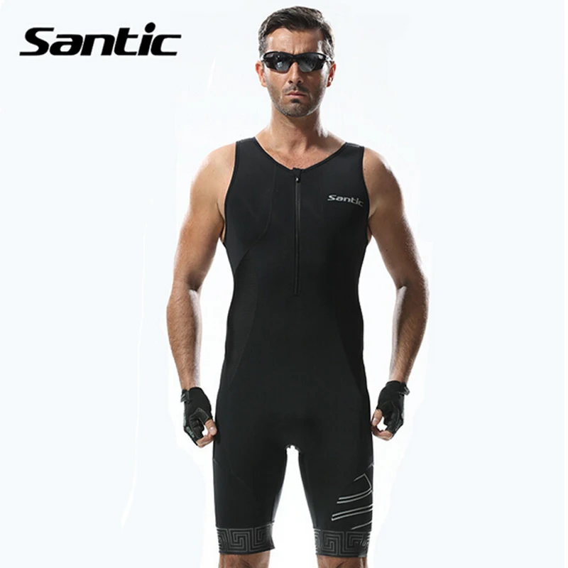 Santic men's triathlon suit short sleeve racing jumpsuit quick-dry lycra fabric skinsuit swim/cycling/run pro team clothing | Спорт и