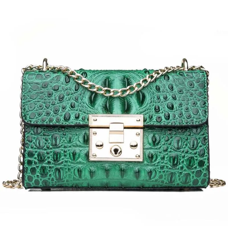 Роскошная женская зеленая сумка из кожи аллигатора стильная фиолетовая сумочка