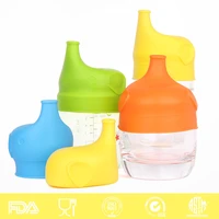 silicone stretchable baby feeding cup cover fashion leakproof kids drinkware sippy cups soft straw cups for toddler infant