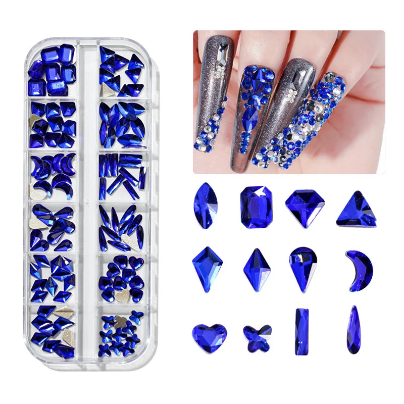 

Nail Art Rhinestone Love Heart Waterdrop Moon Shape Crystal Stones Diamond For Nail Art Decoration Accessories 2021 Nail Design