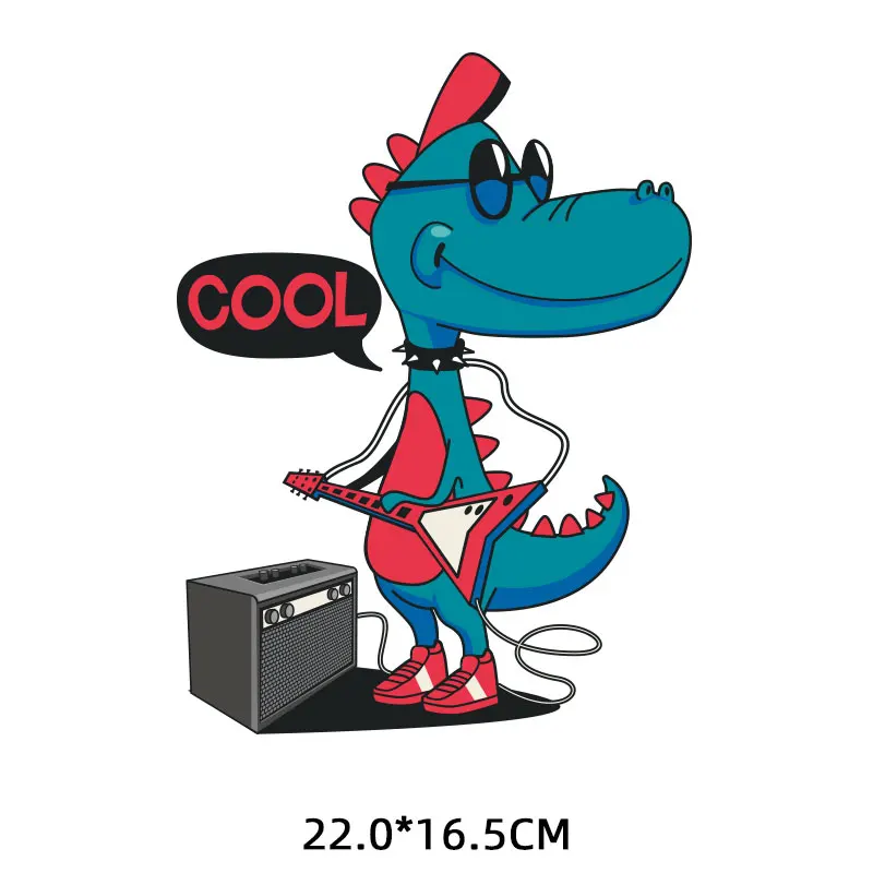 

Music Dinosaur Patches for Clothing Heat Transfer Stickers for T-Shirt Iron on Patches for Clothes for Boys Girls Kawaii Custom