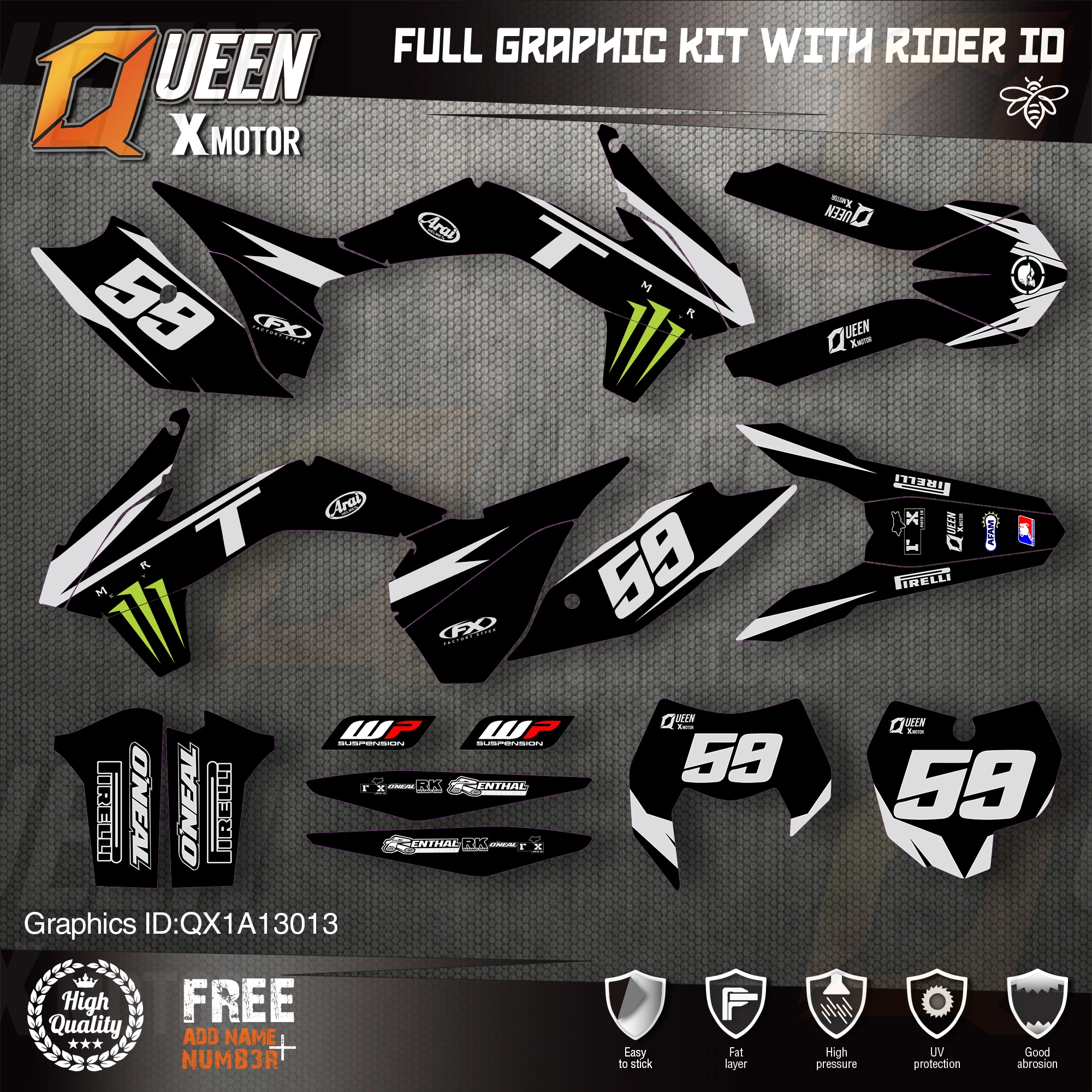 QUEEN X MOTOR Custom Team графические наклейки Набор наклеек для KTM 2013 2014 2015 SX SXF 2016 см |