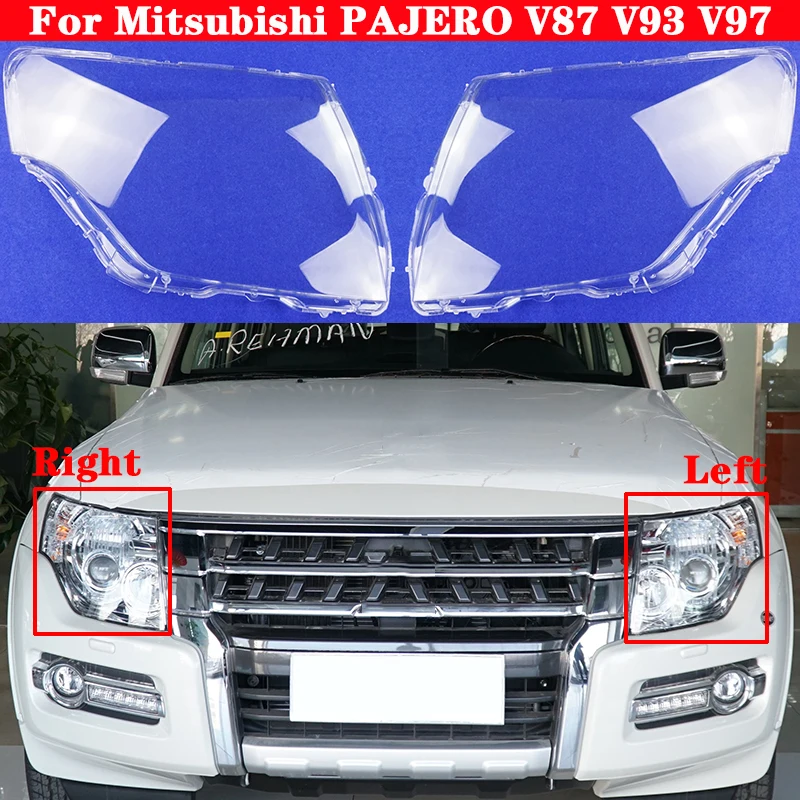

Автомобильный передний налобный фонарь, налобный фонарь, абажур, чехол для Mitsubishi PAJERO V87 V93 V97, налобный фонарь, стеклянные крышки объектива