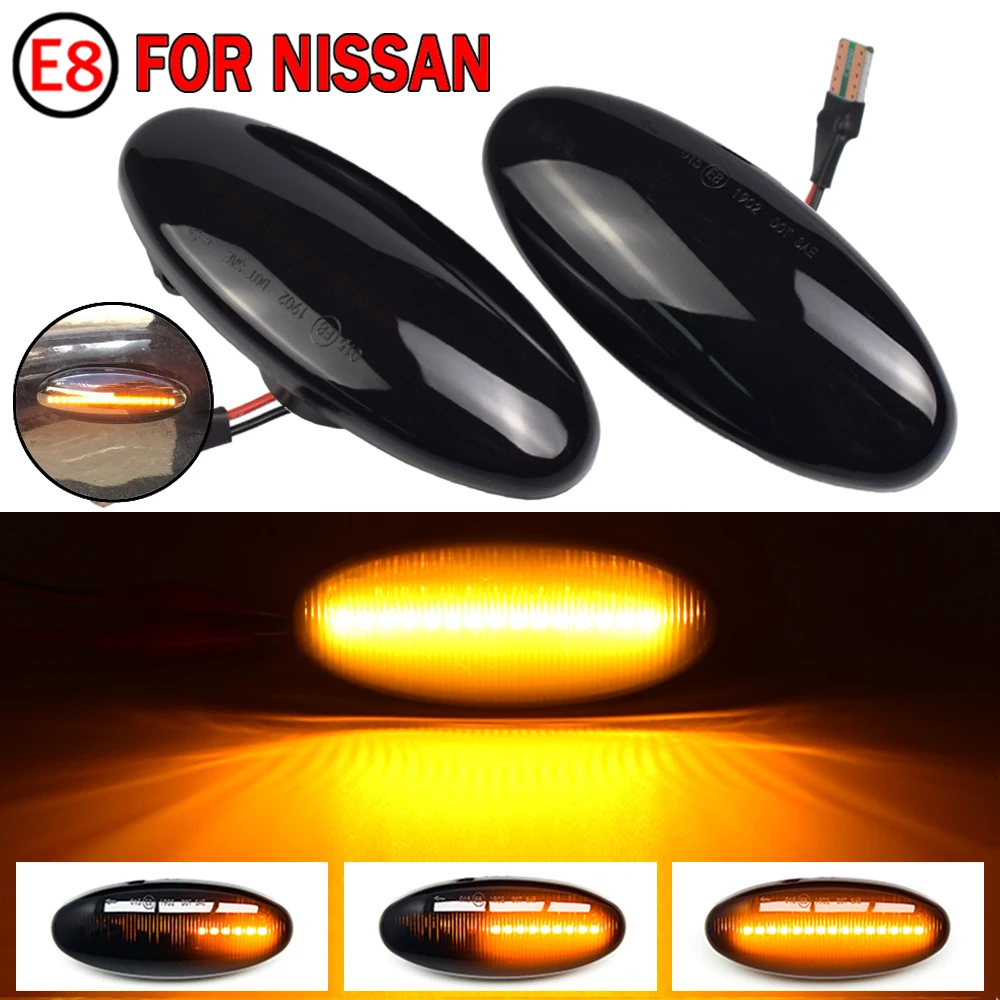 

2pcs LED Dynamic Side Marker Turn Signal Lights For Nissan NP300 1998-2005 Sequential Blinker Car Door Streamer Lamps